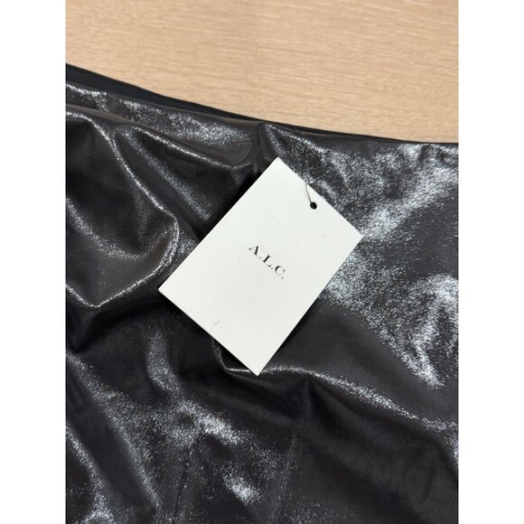 A.L.C. Tessa Faux Leather Ruched Midi Skirt Smoke 12 NWT